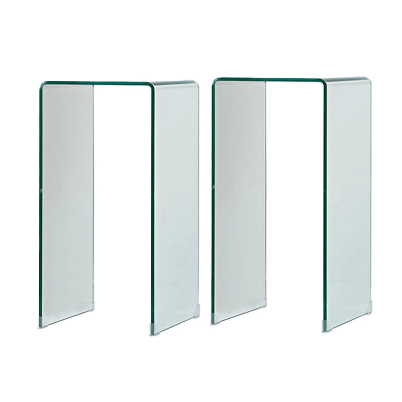 Modern Glass Sled Side End Table Minimalist Square Corner Table