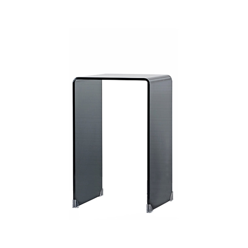 Modern Glass Sled Side End Table Minimalist Square Corner Table