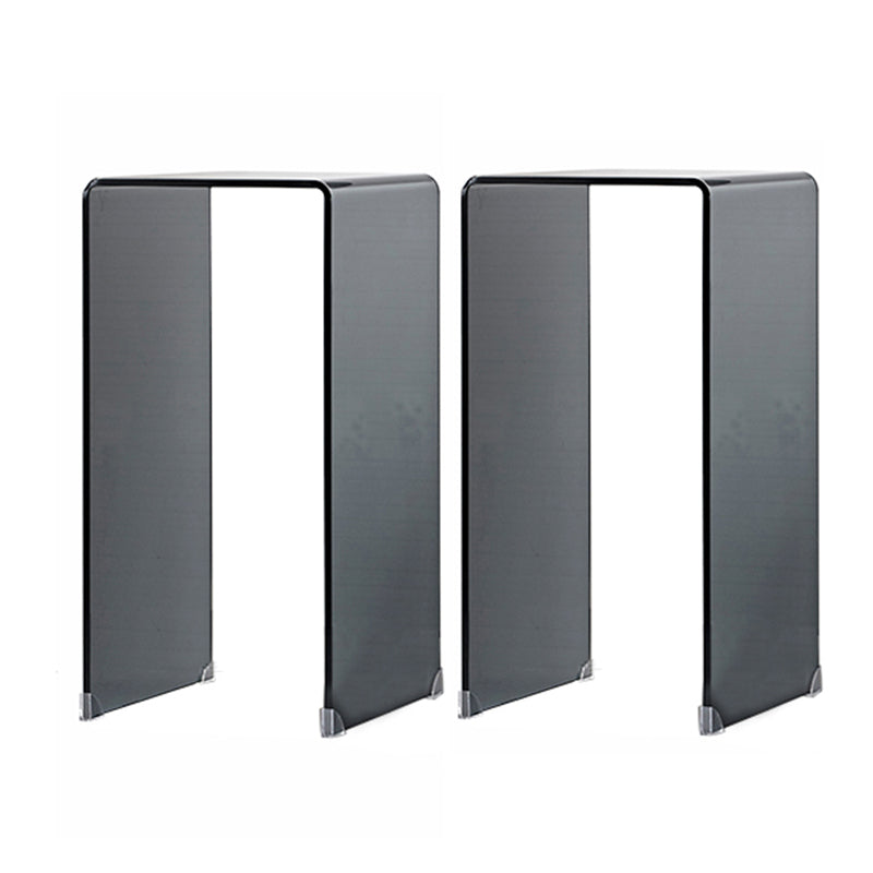 Modern Glass Sled Side End Table Minimalist Square Corner Table