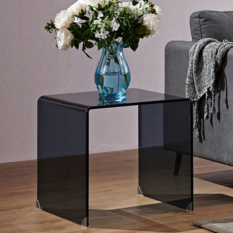 Modern Glass Sled Side End Table Minimalist Square Corner Table