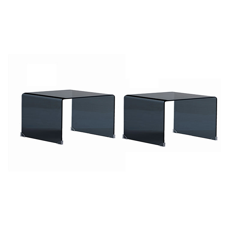 Modern Glass Sled Side End Table Minimalist Square Corner Table