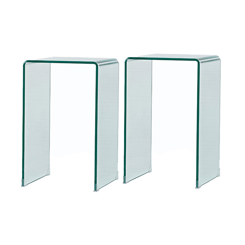 Modern Glass Sled Side End Table Minimalist Square Corner Table