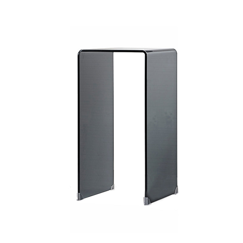 Modern Glass Sled Side End Table Minimalist Square Corner Table