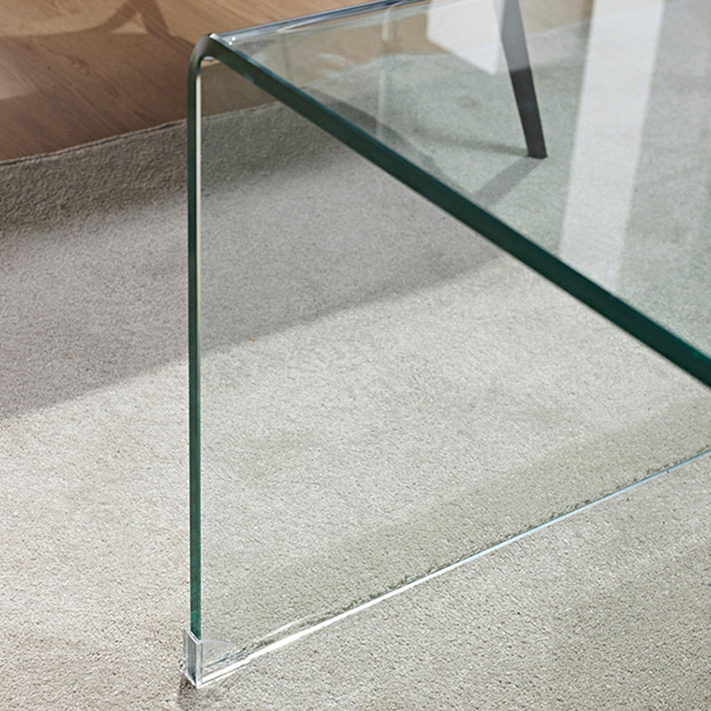 Modern Glass Sled Side End Table Minimalist Square Corner Table