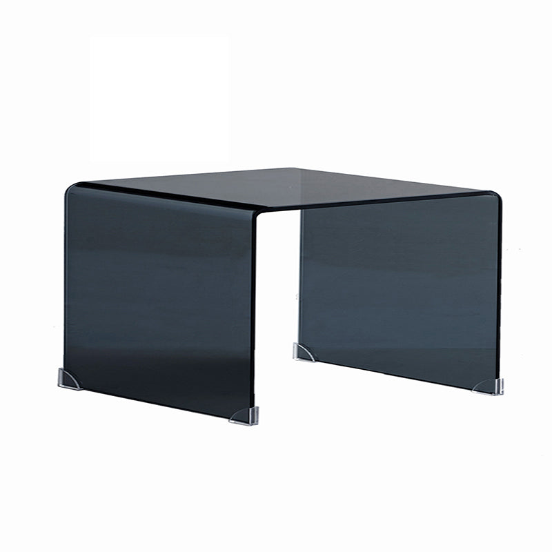 Modern Glass Sled Side End Table Minimalist Square Corner Table
