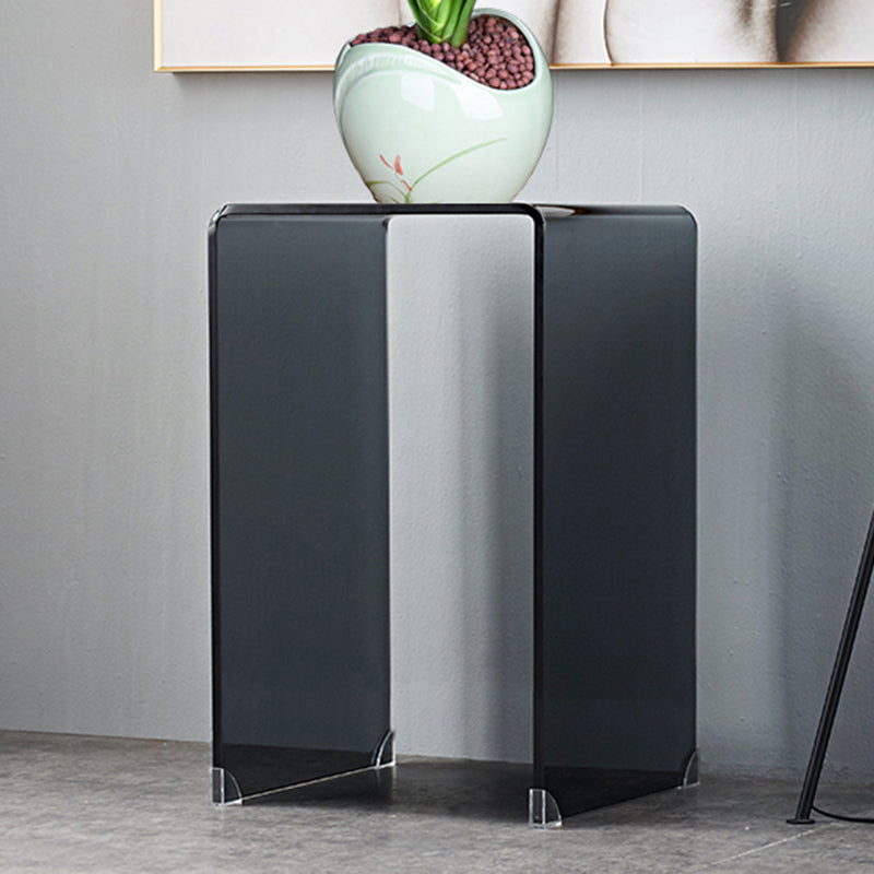 Modern Glass Sled Side End Table Minimalist Square Corner Table