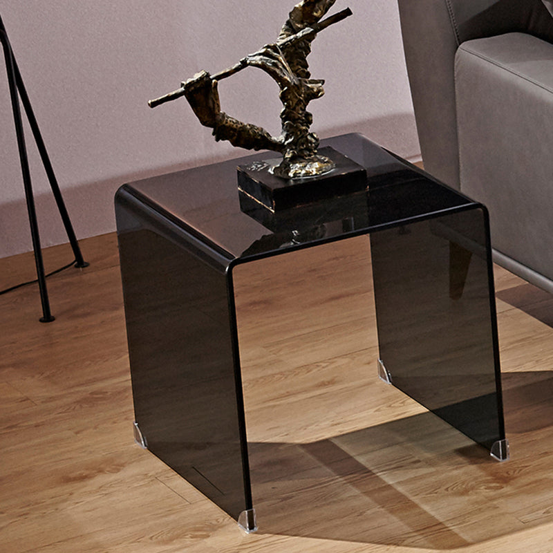 Modern Glass Sled Side End Table Minimalist Square Corner Table
