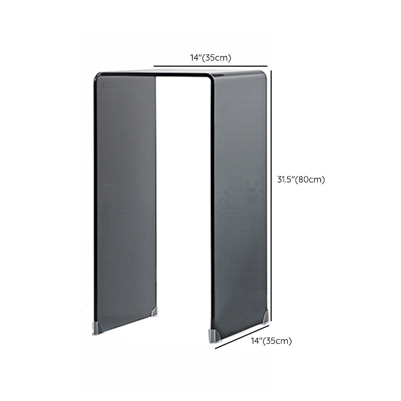 Modern Glass Sled Side End Table Minimalist Square Corner Table