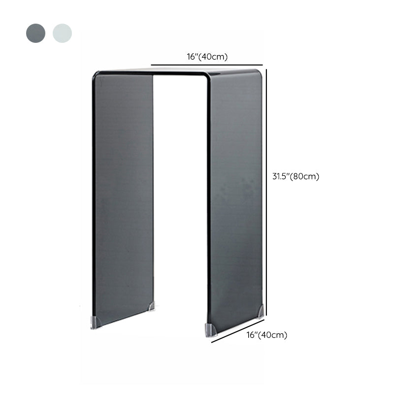 Modern Glass Sled Side End Table Minimalist Square Corner Table