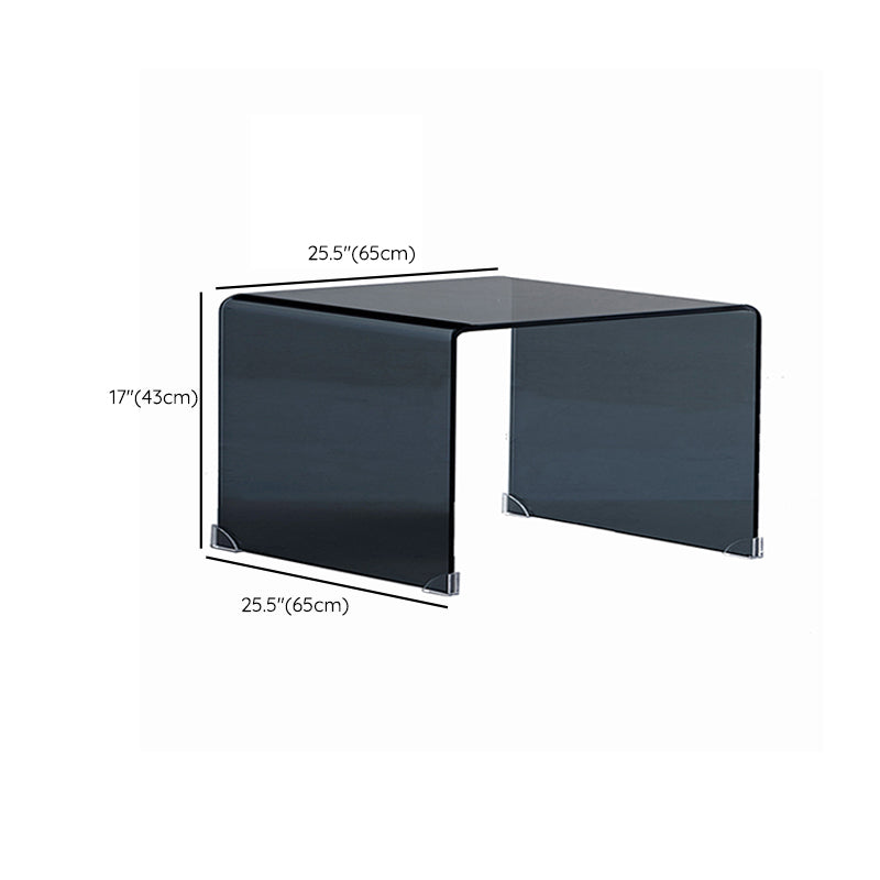 Modern Glass Sled Side End Table Minimalist Square Corner Table