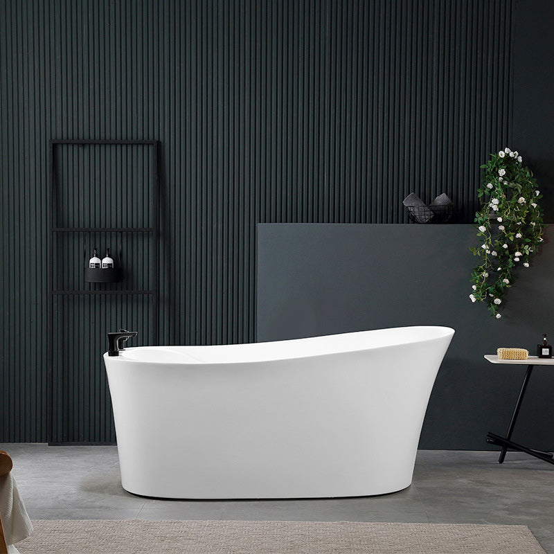 Oval Slipper Soaking Bathtub Modern Acrylic Freestanding Bathtub in White