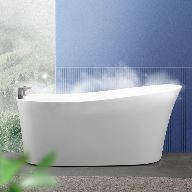 Oval Slipper Soaking Bathtub Modern Acrylic Freestanding Bathtub in White