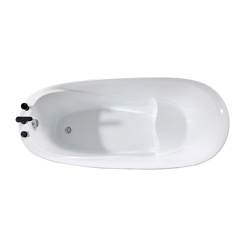 Oval Slipper Soaking Bathtub Modern Acrylic Freestanding Bathtub in White