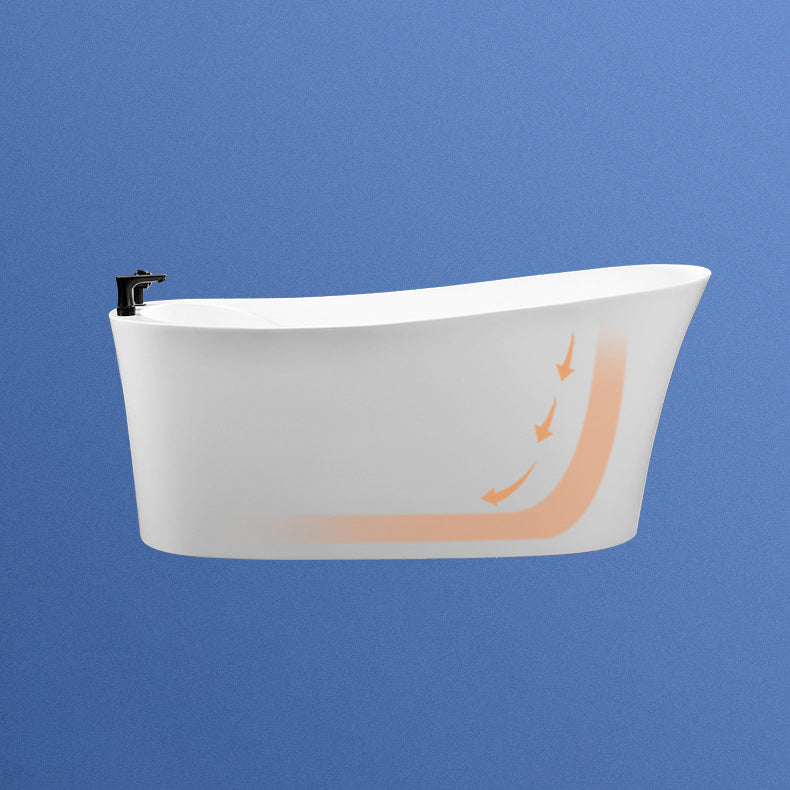 Oval Slipper Soaking Bathtub Modern Acrylic Freestanding Bathtub in White