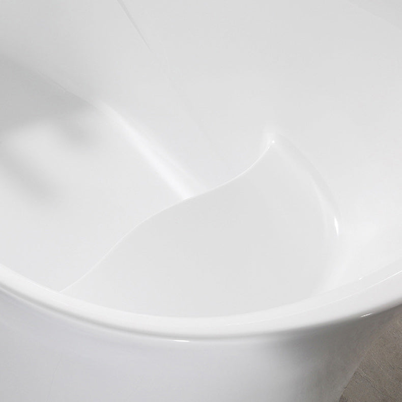 Oval Slipper Soaking Bathtub Modern Acrylic Freestanding Bathtub in White