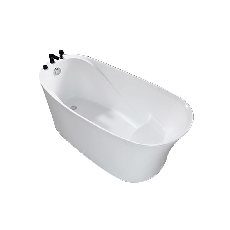 Oval Slipper Soaking Bathtub Modern Acrylic Freestanding Bathtub in White