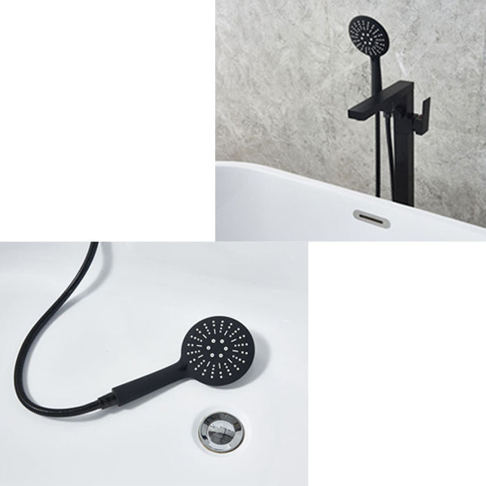 White Oval Bath Tub for Bathroom Soaking Stand Alone Tub with Drain