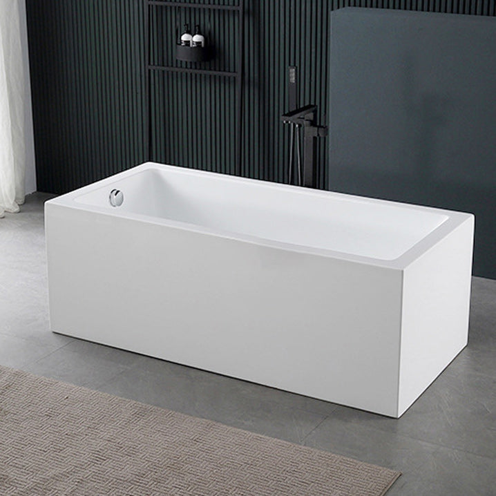 White Acrylic Rectangular Bathtub Soaking Freestanding with Left Drain