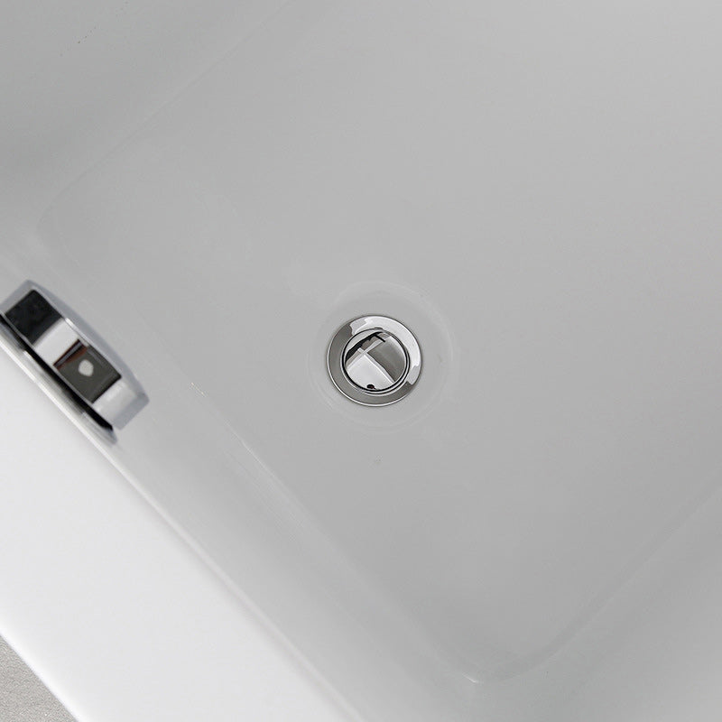 White Acrylic Rectangular Bathtub Soaking Freestanding with Left Drain