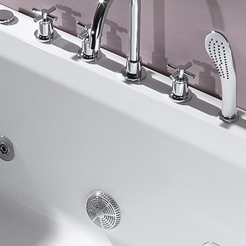 White Acrylic Rectangular Bath Tub Whirlpool Stand Alone Tub with Faucet