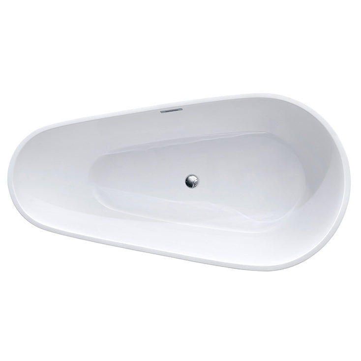 White Acrylic Oval Bathtub Freestanding Soaking Bath Tub with Center Drain