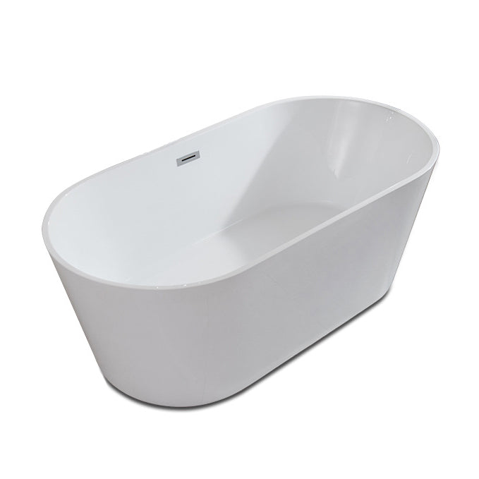 Contemporary Freestanding Acrylic-Fiberglass Bathtub White Oval Soaking Bath Tub