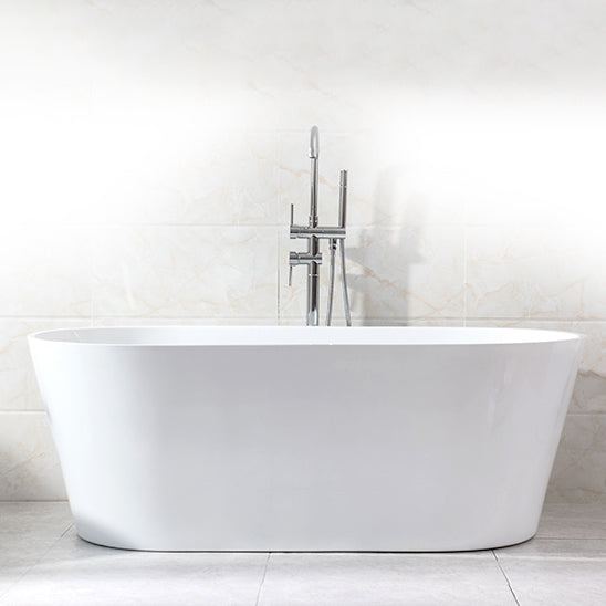 Contemporary Freestanding Acrylic-Fiberglass Bathtub White Oval Soaking Bath Tub