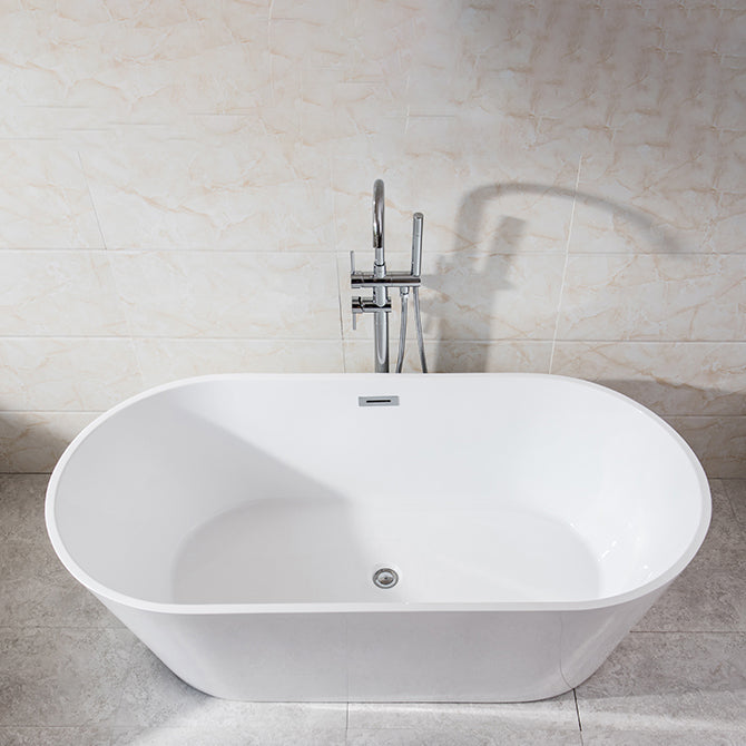Contemporary Freestanding Acrylic-Fiberglass Bathtub White Oval Soaking Bath Tub