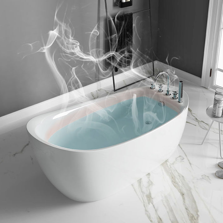 Freestanding Oval Bath Tub Modern Acrylic-Fiberglass Soaking Bathtub