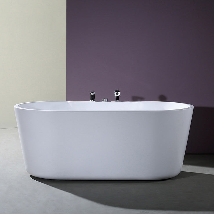 Acrylic Oval Bathtub with Faucet Soaking Freestanding Tub for Bathroom
