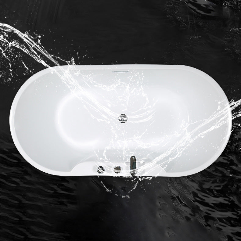 Acrylic Oval Bathtub with Faucet Soaking Freestanding Tub for Bathroom