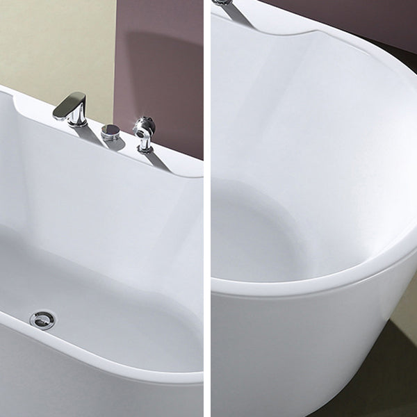 Acrylic Oval Bathtub with Faucet Soaking Freestanding Tub for Bathroom