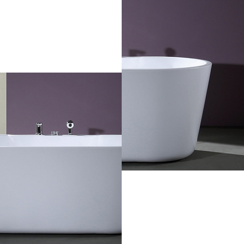 Acrylic Oval Bathtub with Faucet Soaking Freestanding Tub for Bathroom