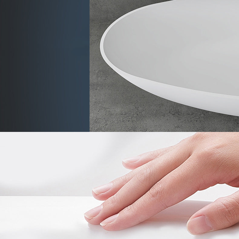 Soaking Stand Alone Tub with Drain Bathroom White Stone Bathtub
