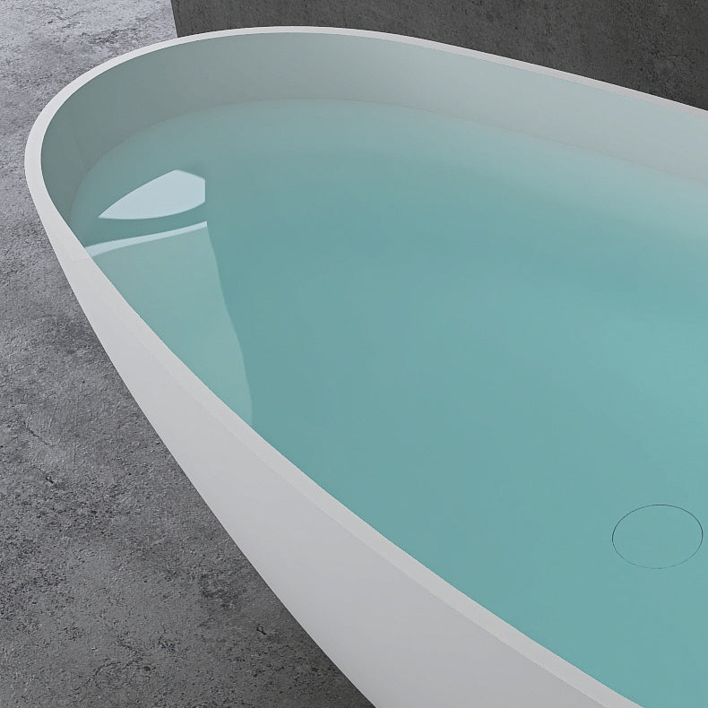 Soaking Stand Alone Tub with Drain Bathroom White Stone Bathtub
