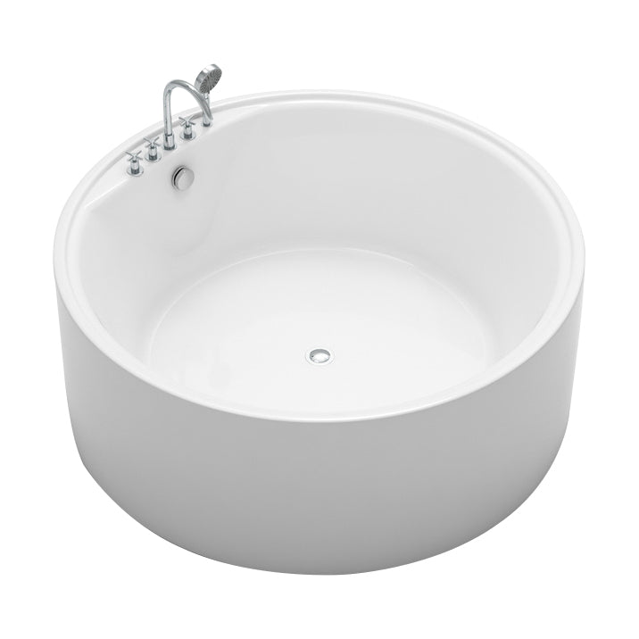 Acrylic Round Bath Tub Whirlpool Freestanding Bathtub with Tub Filler and Trim Kit