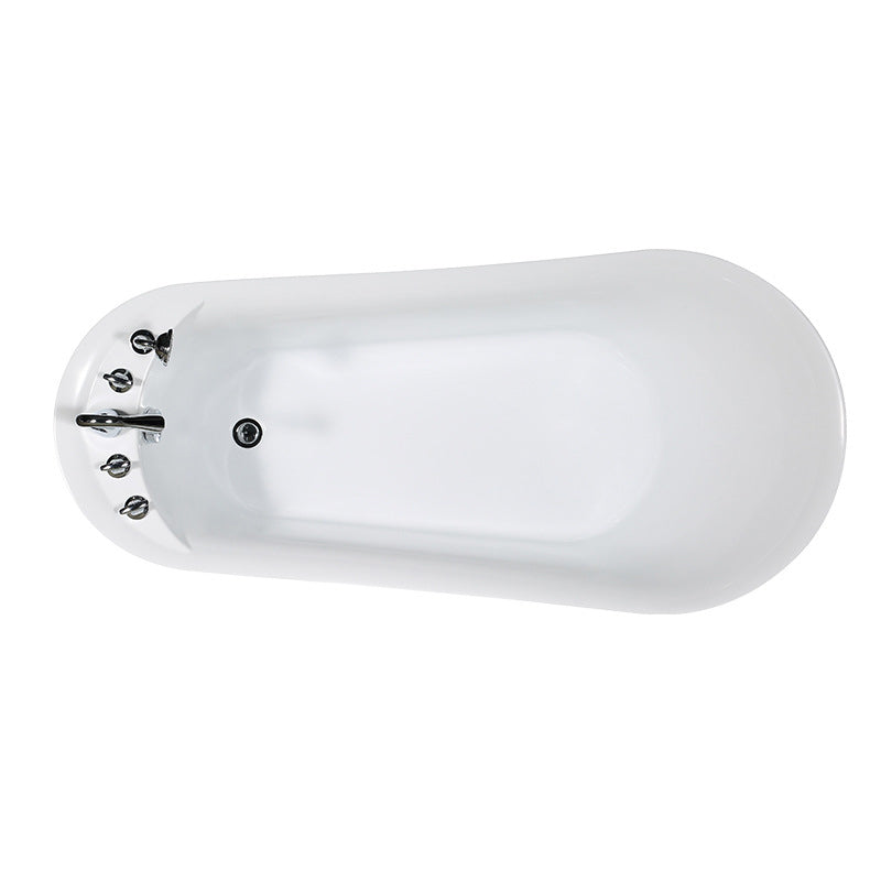 White Acrylic Oval Bathtub Soaking Freestanding Tub with Faucet
