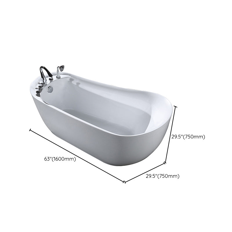 White Acrylic Oval Bathtub Soaking Freestanding Tub with Faucet