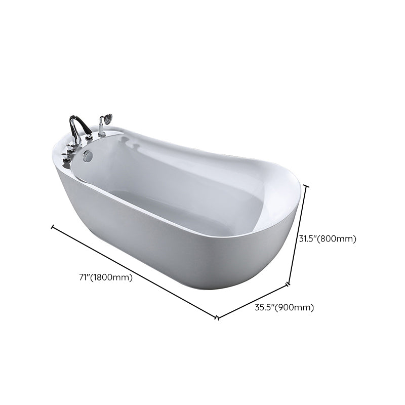 White Acrylic Oval Bathtub Soaking Freestanding Tub with Faucet