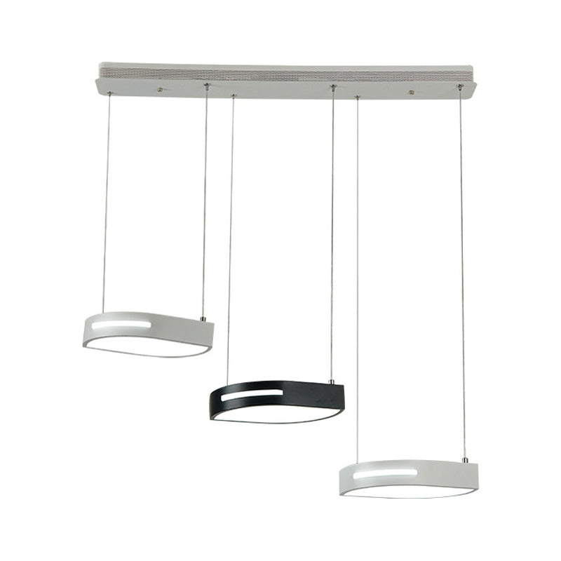 Modernisme en grappe de feuilles pendentif métal métal 3 têtes de salle à manger lampe suspension à LED en noir et blanc