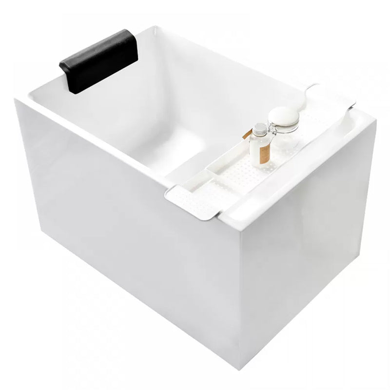 White Acrylic Indoor Bath Tub Soaking Tub with Internal Drain