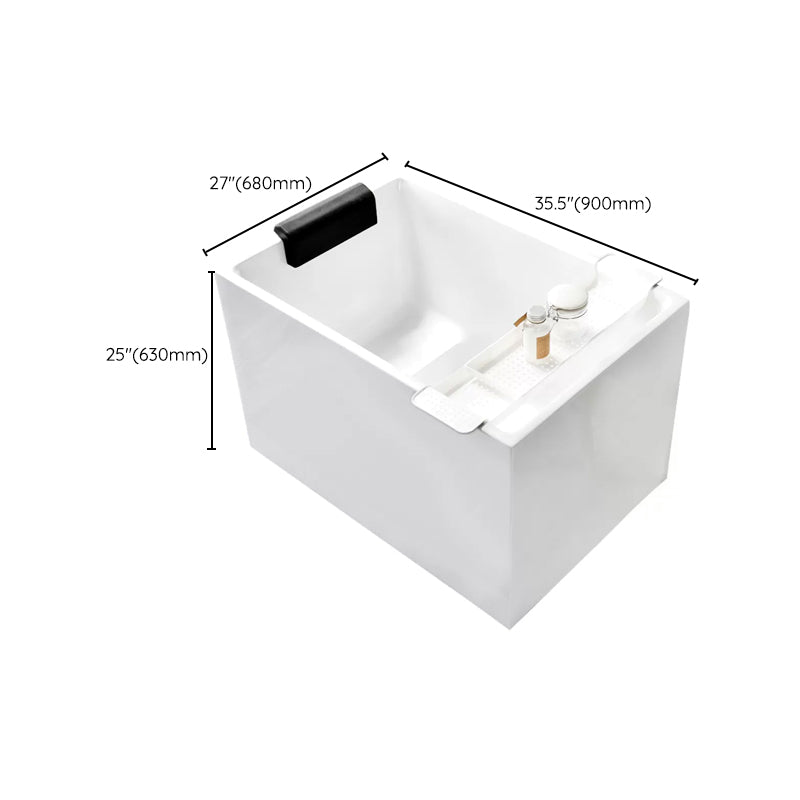 White Acrylic Indoor Bath Tub Soaking Tub with Internal Drain