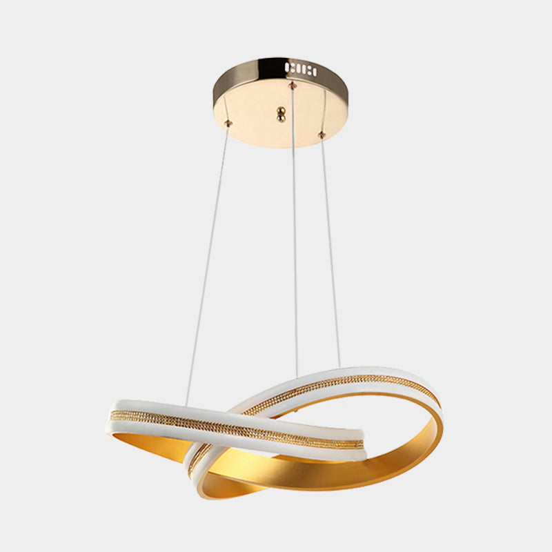 Gold Twisting Hanging Chandelier Minimalism LED Acrylic Ceiling Pendant Lamp in Warm/White Light