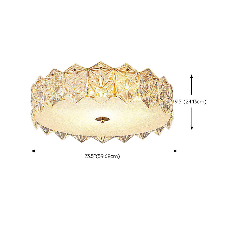 Modern Drum Flush Mount Lighting Crystal Multiple-Light Ceiling Lighting