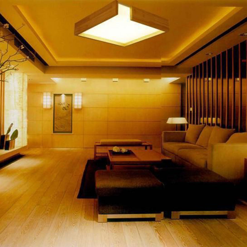 Minimalism Flush Mount Square Wooden Ceiling Light Fixture for Bedroom