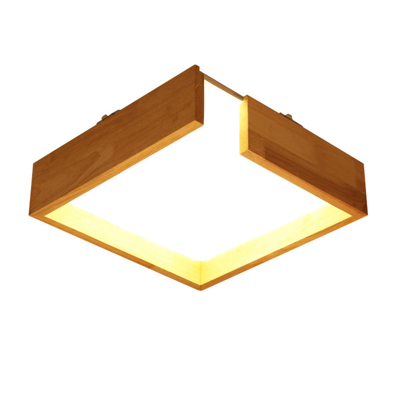 Minimalism Flush Mount Square Wooden Ceiling Light Fixture for Bedroom