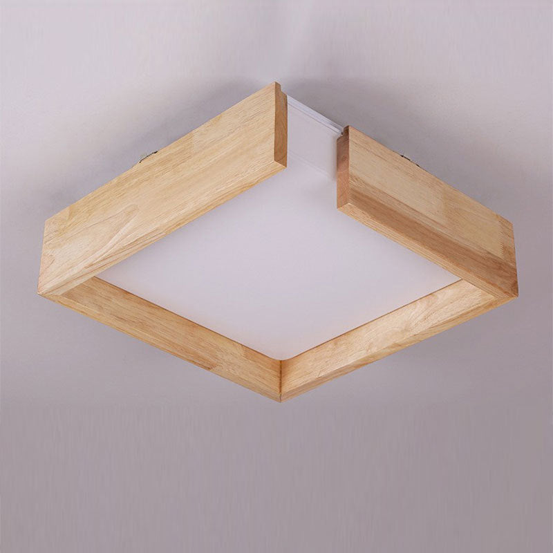 Minimalism Flush Mount Square Wooden Ceiling Light Fixture for Bedroom