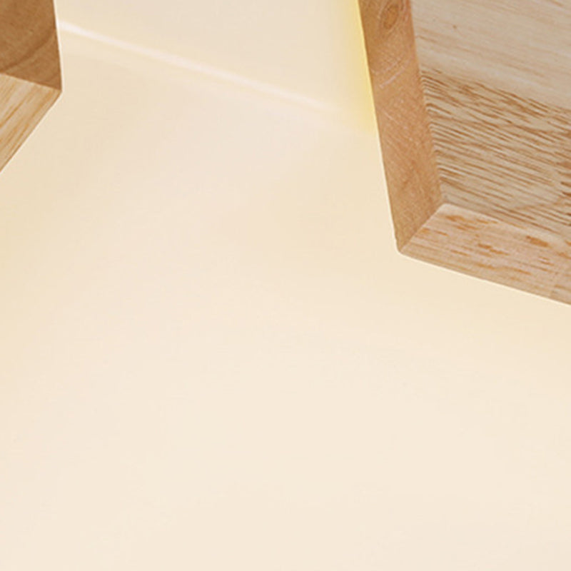 Minimalism Flush Mount Square Wooden Ceiling Light Fixture for Bedroom