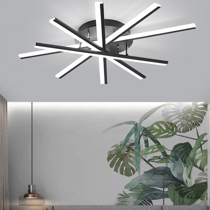 LED Modern Metal Flush Mount Sputnik Shape Ceiling Light with Acrylic Shade for Bedroom