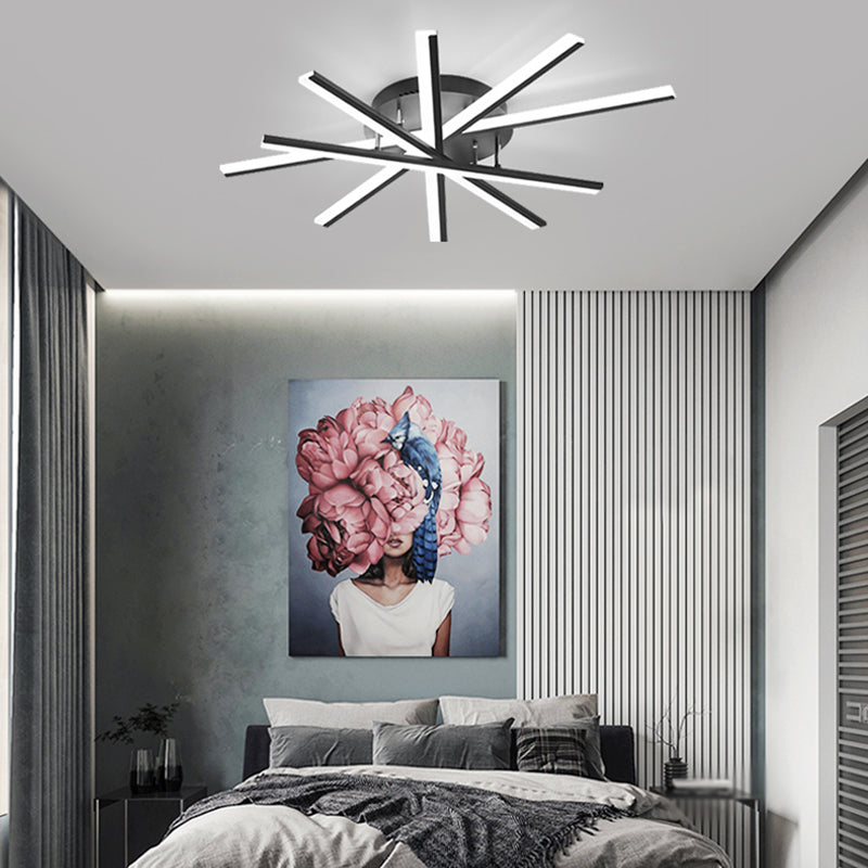 LED Modern Metal Flush Mount Sputnik Shape Ceiling Light with Acrylic Shade for Bedroom